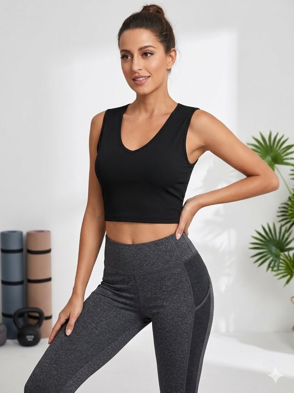 NWOT Yogalicious Pure Cloud Lola Muscle Tank - Black - US L